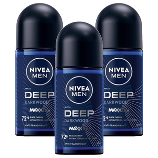 NIVEA 妮維雅 深極炭系列 止汗爽身乳液 清新魅力 滾珠瓶, 50ml, 3瓶