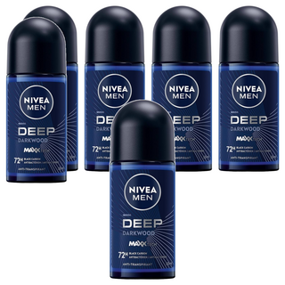 NIVEA 妮維雅 深極炭系列 止汗爽身乳液 清新魅力 滾珠瓶, 50ml, 6瓶