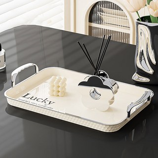 ANYONE PICK 現代風手把托盤, 奶油色, 1個