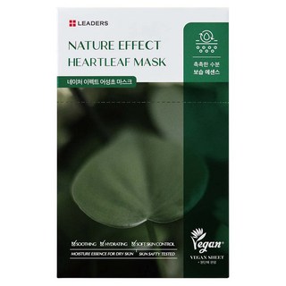 LEADERS 麗得姿 Nature Effect 魚腥草保濕補水面膜 Set 10片 純素面膜, 1盒
