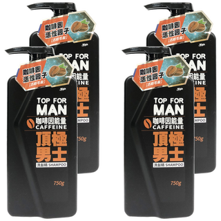 TOP 脫普 男士咖啡因能量洗髮精 750g 新一代咖啡因子 弱酸性配方, 4瓶