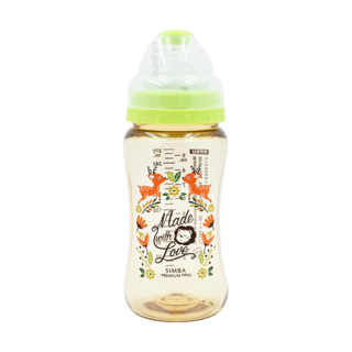 Simba 小獅王辛巴 PPSU寬口雙凹中奶瓶 3個月以上, 遇見丘比特 果綠色, 270ml, 1瓶
