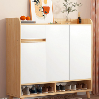 Horla 賀啦 生活家具用品 鞋櫃 三門 100 x 90 x 30cm 玄關收納好幫手, 原木