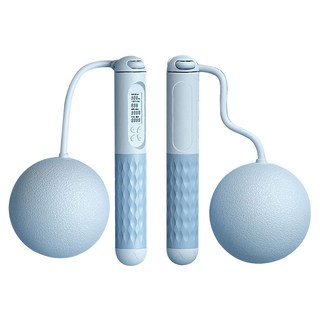 三次方 兩用負重跳繩 大球款 藍色 健身運動提升心肺功能與耐力, 大直徑65mm 鋼絲繩長約3米, 1個