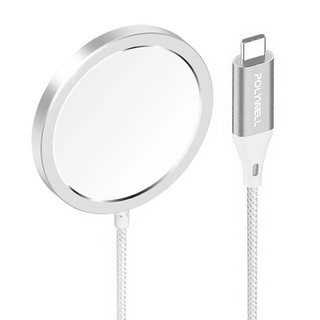 POLYWELL 寶利威爾 磁吸無線充電器 PW15-T65-0575, 銀色, 1個