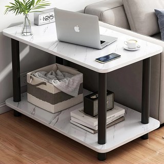 Craftsreach 小方桌 黑色PVC木腿, 大理石白,60 x 30 x 52cm