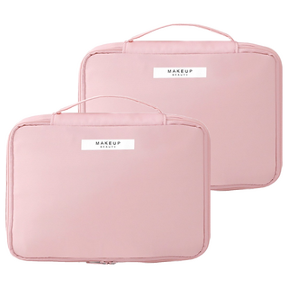 高顏質便攜式旅行化妝包, 粉色, 2個