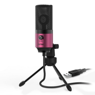 Fifine USB心型指向電容式麥克風 即插即用, K669B, 粉色