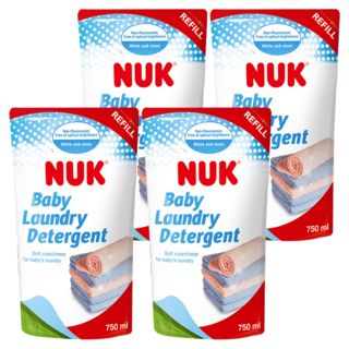 NUK 嬰兒洗衣精補充包 750ml 無螢光劑添加 無化學殘留 無需額外柔順劑, 4包