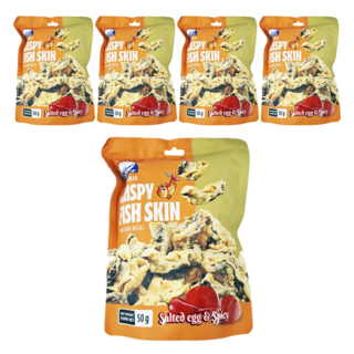 PHI LONG 辣鹹蛋黃口味魚皮, 5包