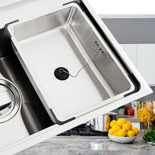 wonang 方形洗碗槽 附排水孔 SMB300D, 銀色, 1個