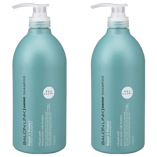 KUMANO 熊野油脂 沙龍級氨基酸洗髮精 零矽靈配方 16種胺基酸 淨化頭皮髮絲 蓬鬆有光澤, 1L, 2瓶