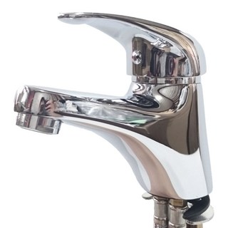 新多多小舖 單孔面盆龍頭,簡約設計,冷熱混合,安裝簡易, 16.5 x 4.8 x 12cm, 1個