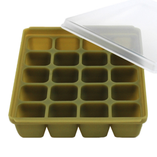 tgm 20格副食品冷凍分裝盒 15.5 x 12 x 3cm, 橄欖綠, 1個