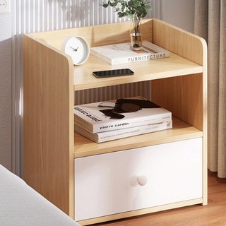 床頭櫃, 附抽屜, 淺胡桃色, 1個