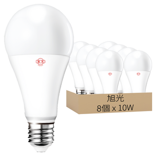 旭光 超高效能LED球泡燈 10W, 燈泡色, 8個