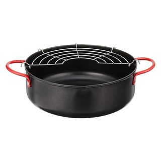 My Cook 晶瓚 電磁爐適用 天婦羅油炸鍋, 21cm, 黑色, 1個