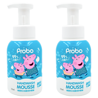 博寶兒 佩佩豬 抗菌洗手慕絲, 350ml, 添加肌膚潤澤成份, 保濕柔嫩光滑, 清新果香, 2瓶