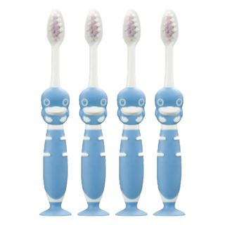 KU.KU Duckbill 酷咕鴨 2-8歲 站立牙刷, 超柔軟毛, 雙層清潔, 藍色, 1入, 4支