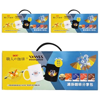 ucc 職人的珈琲 濾掛咖啡分享包, 典藏風味濾掛6包 + 法式深焙濾掛6包 + 炭燒咖啡濾掛6包 + 柔和果香濾掛6包 + 馬克杯, 3盒