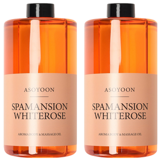Asoyoon Spamansion系列 White Rose 身體按摩油 嚴選植物精油 溫和滋養肌膚 舒緩緊繃肌膚, 1L, 2瓶