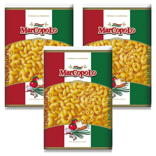 MarCopoLo 馬可波羅 稜紋彎管麵 全素, 500g, 3包