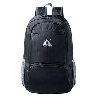PLAY-KING 防盜摺疊背包 26L大容量 防水材質 輕便旅行背包, 黑色, 24 x 18cm