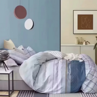 A-ONE 台灣製雪紡棉 被套床包組, 亞伯勒, 床包 180 x186cm + 枕套75 x 45cm + 被套180 x 210cm, 床包 + 枕套2個 + 被套