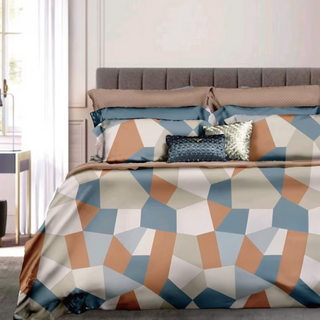 A-ONE 台灣製雪紡棉被套床包組 萬花筒 1組 環保印染技術 高成本磨毛處理, 床包 + 棉被套 + 枕套2個, 雙人加大