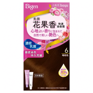 Bigen 美源 花果香快速染髮霜 濃密乳霜質地 染髮劑, 6暗棕色, 1盒