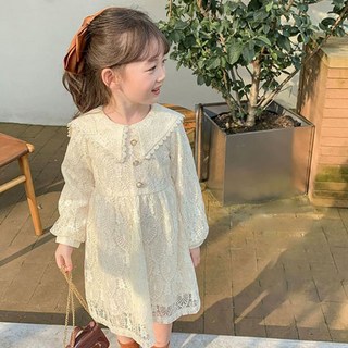 Arbe 女童褶飾蕾絲洋裝