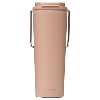 LocknLock 樂扣樂扣 微笑騎士不鏽鋼隨行杯 掀蓋款, 焦糖奶茶, 750ml, 1個