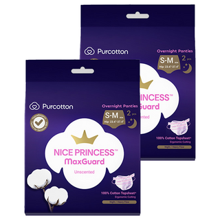 Purcotton 全棉時代 奈絲公主 100%純棉褲型衛生棉 2包, S~M, 2包, 2組