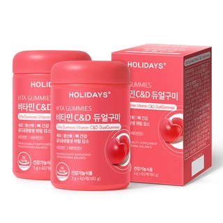 홀리데이즈 비타민 C & D 듀얼구미 180g, 60정, 2개