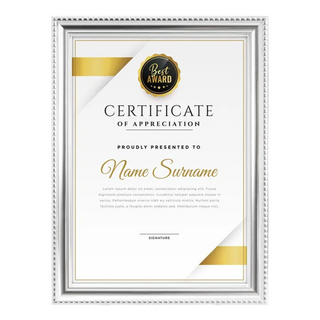 TRENY 金賞獎狀證書相框, 精緻美觀設計, 可直立/橫躺/壁掛展示, 銀色, A4, 1個