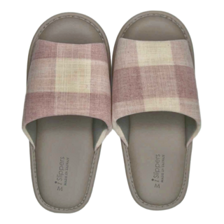 TAIWAN SLIPPER 台灣犀利趴 簡單生活 家居室內拖鞋 布質鞋面 寬版設計, M, 沉靜格紋粉色, 1雙