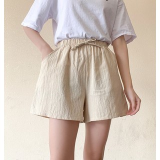 女款簡約風格亞麻棉質短褲