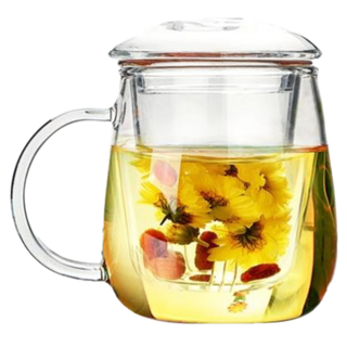 RELEA 物生物 耐熱玻璃泡茶杯 附濾茶器, 500ml, 大魔菇, 1個