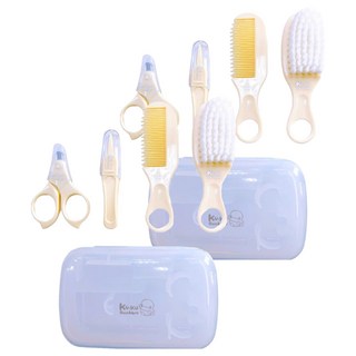 KU.KU Duckbill 酷咕鴨 嬰兒髮梳剪刀組 包含軟毛髮刷、梳子、安全剪刀、鼻夾, 黃色, 2組