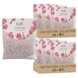 AXIS 艾克思 掛勾式室內櫥櫃去味留香香氛包 天然植物精油 獨立包裝, 20g, 6包, 櫻花