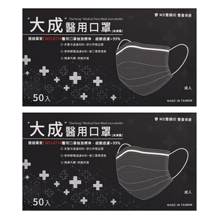大成 醫療級成人口罩 17.5 x 9.5cm, 天空藍, 50片, 2盒
