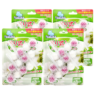 TAMURA日本馬桶清潔球小蒼蘭 懸掛式馬桶清潔劑 自動清潔除臭芳香, 180g, 4盒