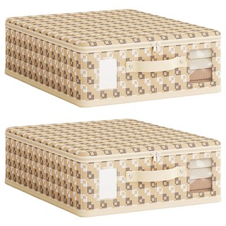 小麥購物 像素無紡布床單4件套收納盒 L423, 米色, 2個