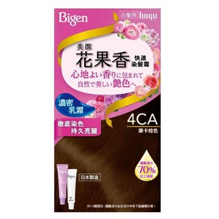 Bigen 美源 花果香快速染髮霜 濃密乳霜質地 徹底染色髮際 長效配方 髮色持久亮麗, 4CA摩卡棕色, 1盒