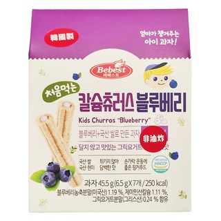 Bebest 貝思 幼兒吉拿棒, 天然原料食材, 非油炸, 藍莓味, 45.5g, 1盒