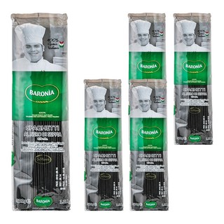 BARONIA 巴羅尼亞 墨魚麵 純天然小麥粉+3%墨魚汁 Q彈健康賣相佳, 500g, 5包