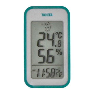 TANITA 塔尼達 溫濕度電子時鐘, 具備日期/星期切換, 12/24小時格式, 藍色
