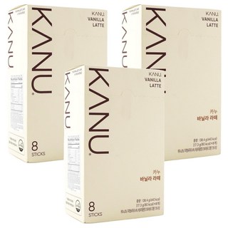 KANU 香草拿鐵咖啡 即溶咖啡粉, 17.3g, 8包, 3盒