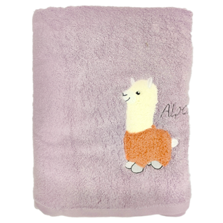 星紅織品 可愛羊駝純棉浴巾, 紫色 70x140 公分, 1個