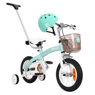 조코 비틀 12인치 유아용 보조바퀴 자전거 + 어반형 헬멧, 민트+화이트+민트(헬멧), 91cm, 1세트